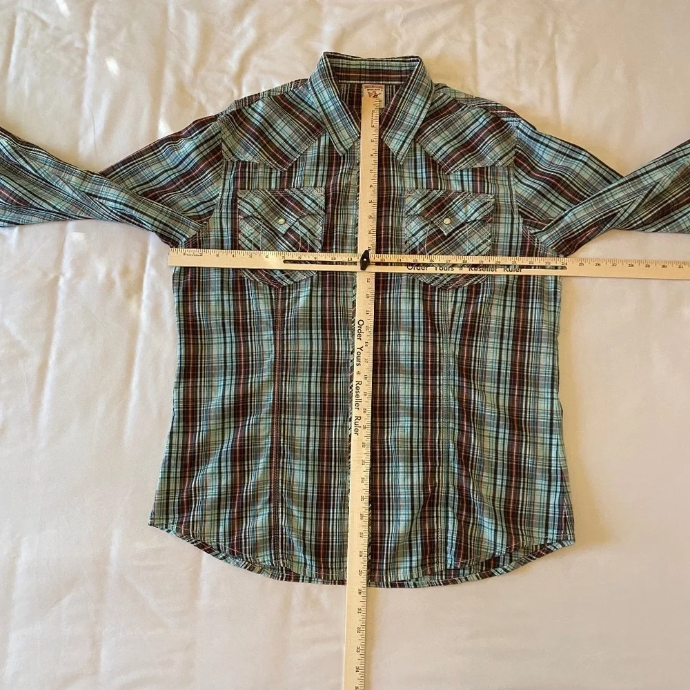 True Religion Brand Pearl Snap Button Plaid‎ Western Shirt (3XL)